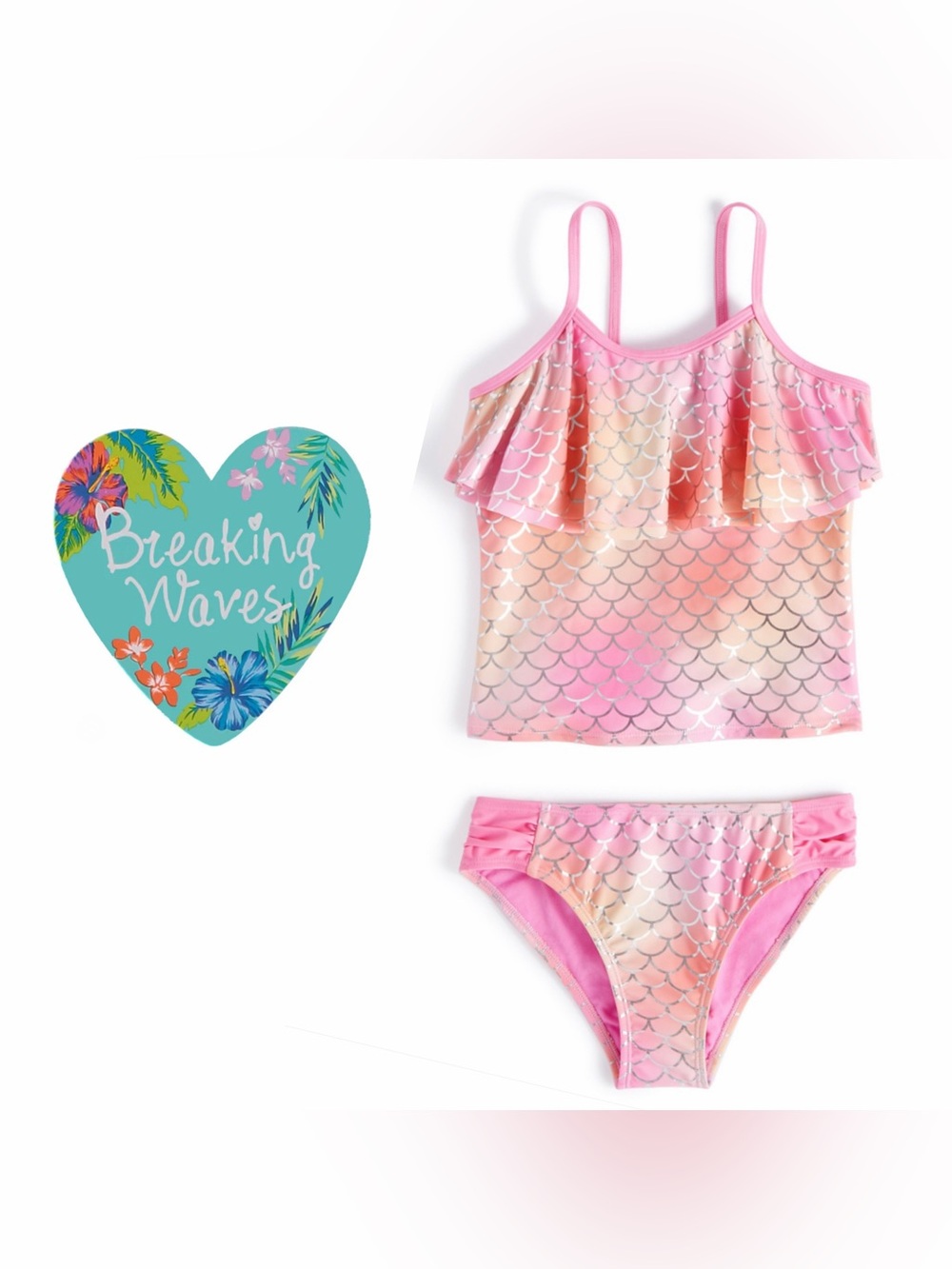 Pink Mermaid Scale Kids Swim Set